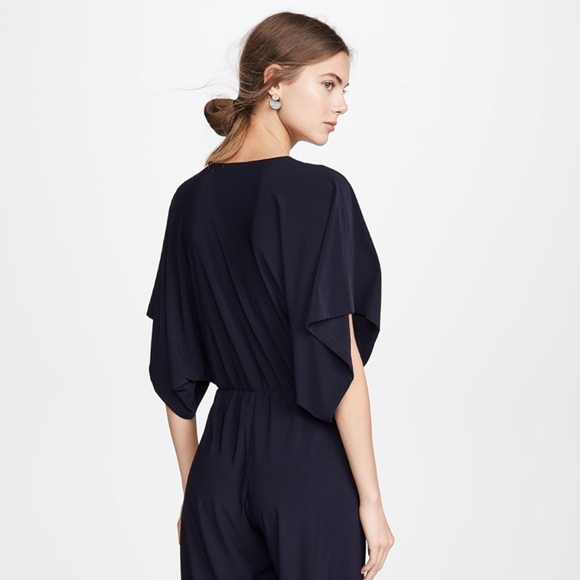 NORMA KAMALI Black Jersey V Neck Rectangle Jog Jumpsuit S - Picture 2 of 6